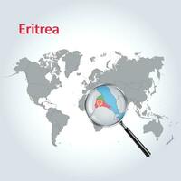 Magnified map Eritrea with the flag of Eritrea enlargement of maps, Vector Art