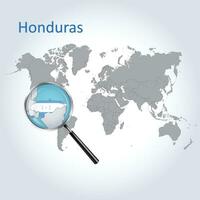 Magnified map Honduras with the flag of Honduras enlargement of maps, Vector Art