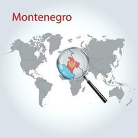 Magnified map Montenegro with the flag of Montenegro enlargement of maps, Vector Art