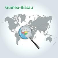 Magnified map Guinea-Bissau with the flag of Guinea-Bissau enlargement of maps, Vector Art