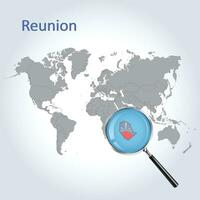 Magnified map Reunion with the flag of Reunion enlargement of maps, Vector art