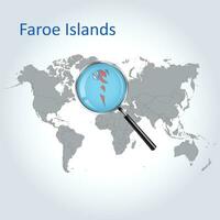 Magnified map Faroe Islands with the flag of Faroe Islands enlargement of maps, Vector Art