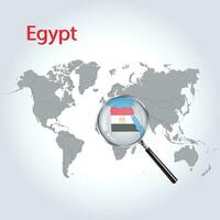 Magnified map Egypt with the flag of Egypt enlargement of maps, Vector Art