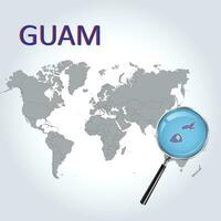 Magnified map GUAM with the flag of GUAM enlargement of maps, Vector Art