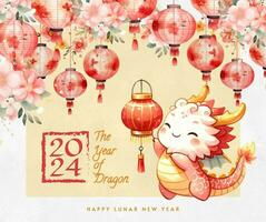 2024 Year of Dragon Greeting Post template