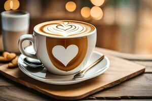 AI generated a cup of coffee with a heart drawn on it photo