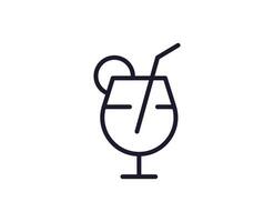 Single line icon of cocktail on isolated white background. High quality editable stroke for mobile apps, web design, websites, online shops etc. vector