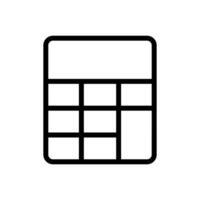 Vector black line icon school calculator isolated on white background