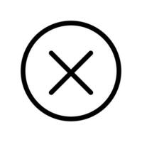 Vector black line icon button delete isolated on white background