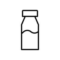 Vector black line icon bottle of milk isolated on white background