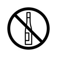 Vector black line icon forbidden to drink isolated on white background