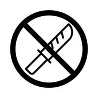 Vector black line icon prohibited to carry weapons isolated on white background