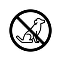 Vector black line icon dog walking is prohibited isolated on white background