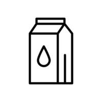 Vector black line icon milk carton isolated on white background
