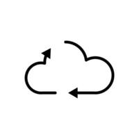Vector black line icon network cloud isolated on white background