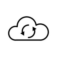 Vector black line icon update cloud isolated on white background