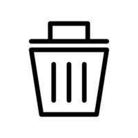 Vector black line icon garbage bin isolated on white background
