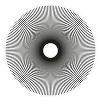 Radial circle lines. Circular lines element, shape. Spokes with radiating stripes. Symbol of Sun star rays. Flat design element. Abstract illusion geometric grid. Vector graphic illustration. Eps.