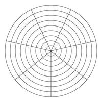 rueda de vida modelo. circulo diagramas de vida estilo balance. sencillo entrenamiento herramientas para visualizante todas areas de vida. polar red. blanco polar grafico papel. segmentos infografía. diagrama rueda partes. vector