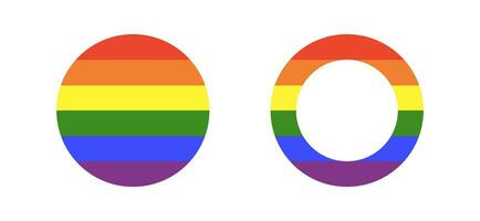 arco iris bandera. lgbt circulo icono. Progreso logo símbolo. conjunto de pegatinas en arco iris colores. gay orgullo marcos vector redondo insignia, botón. modelo diseño.