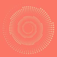 Abstract background. Design spiral dots backdrop. Optical art  peach fuzz pattern. Vector illustration.