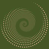 Circle Peach Fuzz dots isolated on green background. Geometric art. Design element for frame, logo, tattoo, web pages, print, poster, template, abstract vector backgrounds. Optical illusion shape. Eps