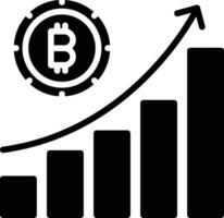 bitcoin crecimiento reporte sólido y glifo vector ilustración