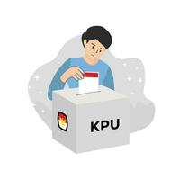 procedures for voting at the polling station. Indonesian election illustration vector