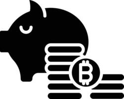 cerdito banco bitcoin sólido y glifo vector ilustración