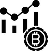 reporte bitcoin minería sólido y glifo vector ilustración