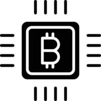 bitcoin chip sólido y glifo vector ilustración