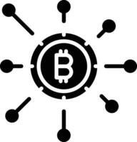bitcoin red sólido y glifo vector ilustración