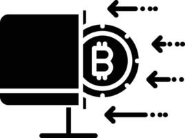 bitcoin computer solid and glyph vector illustration