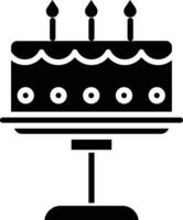 Birthday cake solid and glyph vector illustration