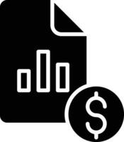 Report Dollar solid and glyph vector illustration