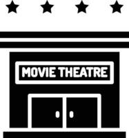 cinema theatre building solid and glyph vector illustration