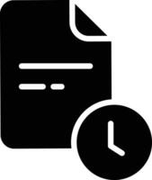 Document Time solid and glyph vector illustration