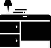 Study table solid and glyph vector illustration