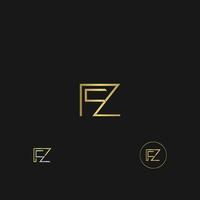 alfabeto letras iniciales monograma logo fz, zf, f y z vector