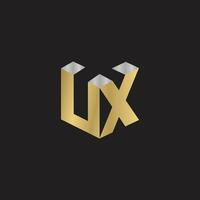 Alphabet Initials logo UX, XU, X and U vector