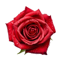 ai généré rouge Rose avec l'eau gouttelettes sur transparent Contexte - ai généré png