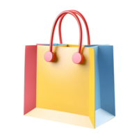 ai generado 3d representación de un vistoso compras bolso en transparente antecedentes - ai generado png