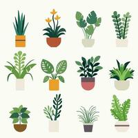 Minimal interior houseplant simplicity freehand drawing flat design. vector