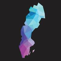 Colorful abstract vector low polygonal of Sweden map.