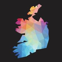 Colorful abstract vector low polygonal of Ireland map.