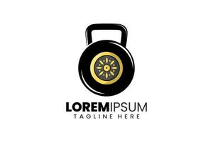 Flat modern simple barbell shield logo template vector