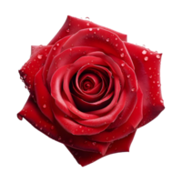 ai generiert rot Rose mit Wasser Tröpfchen auf transparent Hintergrund - - ai generiert png