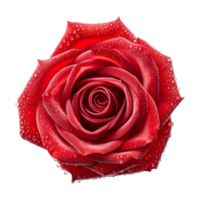 ai généré rouge Rose avec l'eau gouttelettes sur transparent Contexte - ai généré png