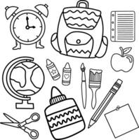 Hand drawn equipments coloring book for templates. vector