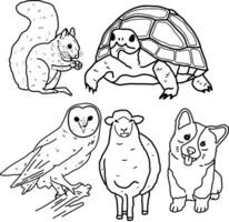 Hand drawn animal planet line for coloring book. vector